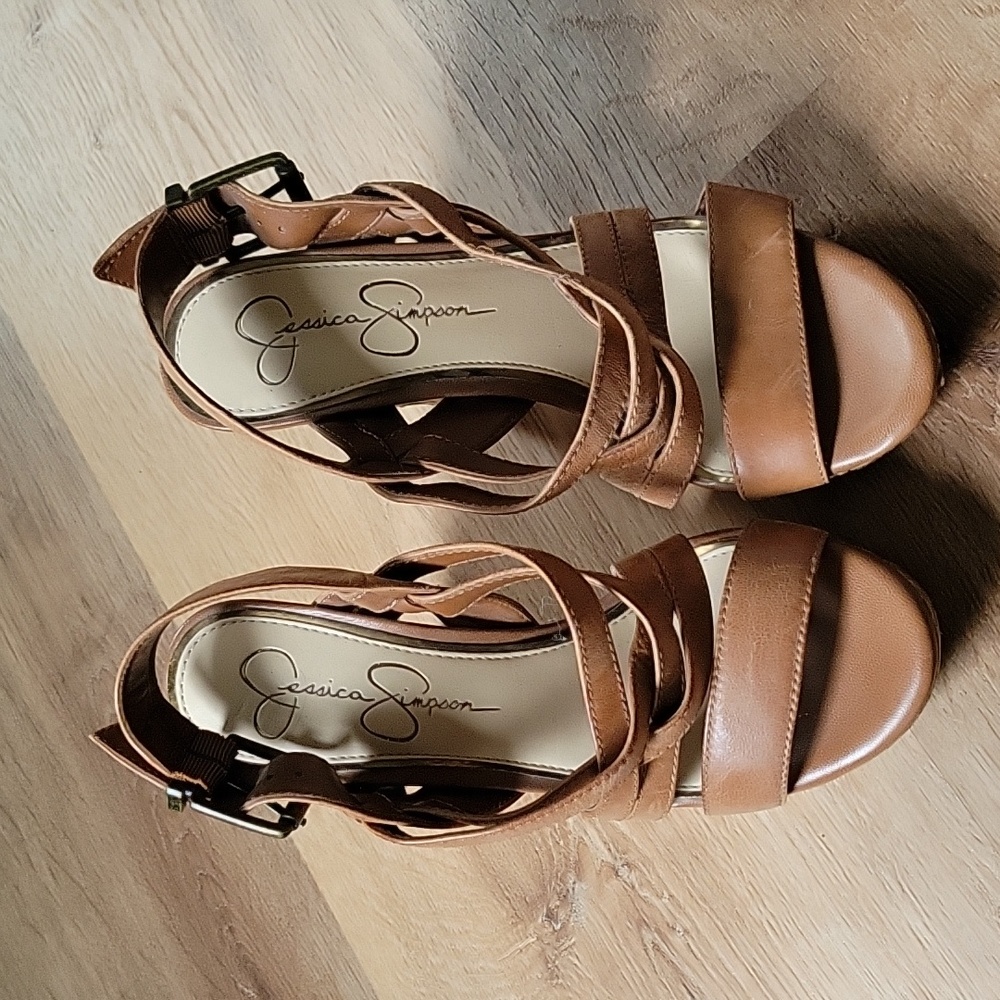 Brown wedge sandals size 6.5
